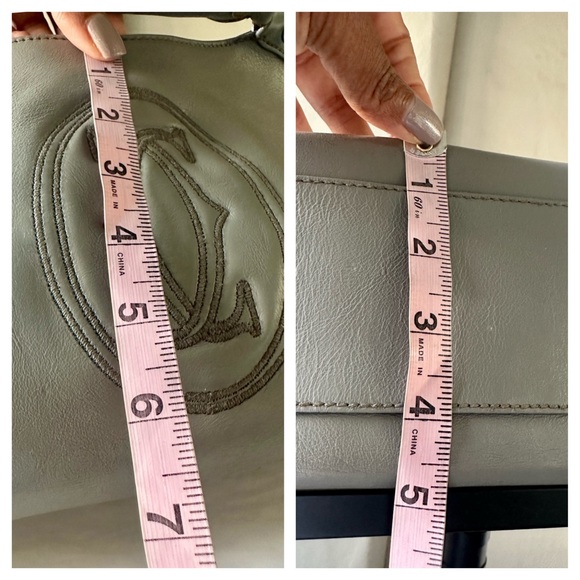 CARTIER Marcello Gray Leather Handbag Embroidered Logo - Picture 9 of 9